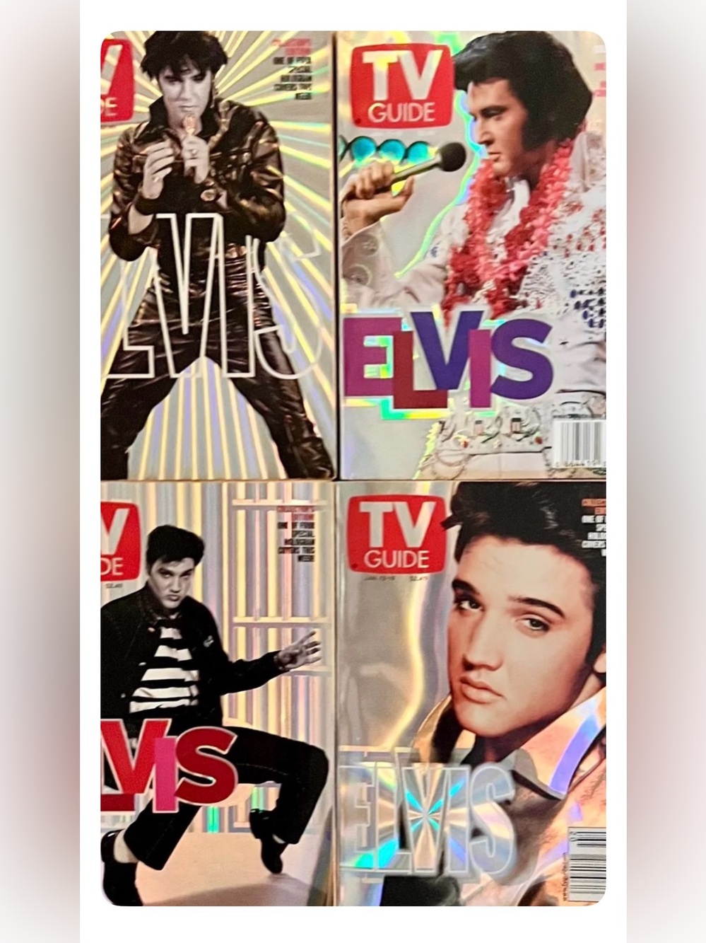 Complete Set 4 Elvis Presley 1992 TV Guide Hologram Foil Covers Vintage Magazine